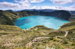 Amazing view of lake of the Quilotoa caldera