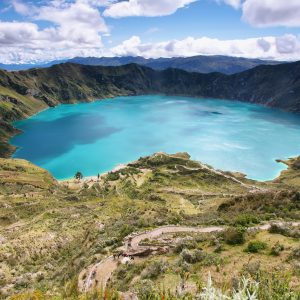 Amazing view of lake of the Quilotoa caldera